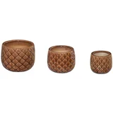 Set por 3 maceteros Kura de cerámica marrón