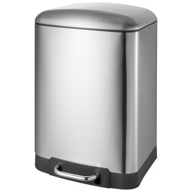 Basurero 12 L de acero inoxidable plateado con pedal