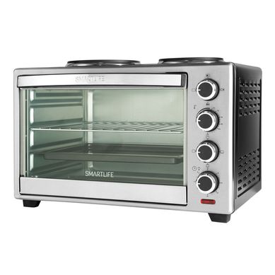 Horno elctrico con grill y anafe 48 L 1600 w negro y plateado