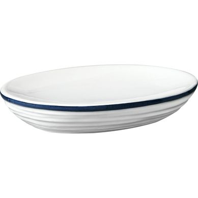 Jabonera de cermica blanca y azul Hexton