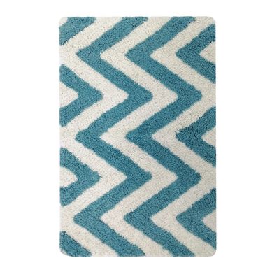 Alfombra de ba�o Deco 40 x 60 cm celeste y blanco