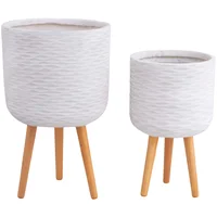Set de 2 macetas de fibra de vidrio blancas