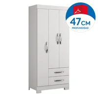 Placard 3 puertas con 2 cajones blanco