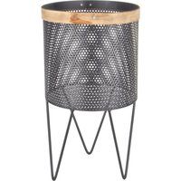 Porta maceta negro y dorado 46 cm