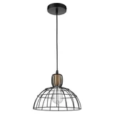Lámpara de techo colgante negra y dorada 1 luz E27