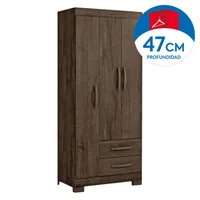 Placard 3 puertas con 2 cajones café