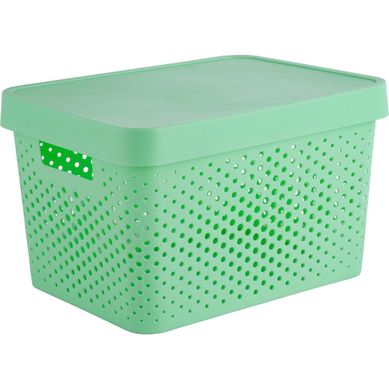 Canasto organizador de plstico con tapa menta 17 L