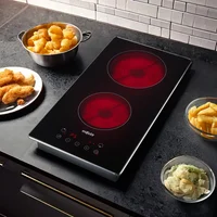 Anafe eléctrico vitrocerámica 2 discos negro