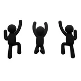 Pack de 3 ganchos de pared Buddy de plástico negro
