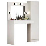 Tocador Tati con espejo y luces de MDP blanco