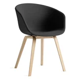 Silla de comedor Eames tapizada con apoyabrazos negra