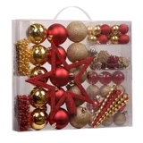 Set de 62 adornos navideños rojo y dorado