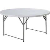 Mesa de exterior plegable blanca tipo maleta
