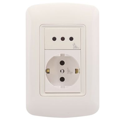 Armado 1 schuko y toma con seguro blanco