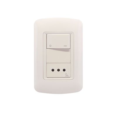 Armado 1 toma con seguro e interruptor bipolar blanco
