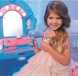 Tocador de princesa con espejo, luz, silla y accesorios