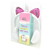 Auricular tipo dj unicornio blanco y fucsia