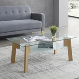 Mesa ratona Asteen-sono de vidrio y metal rectangular natural