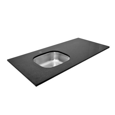 Mesada con pileta izquierda 120 x 55 cm de granito negro