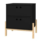 Mesa de luz con 2 cajones negra