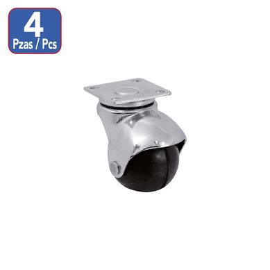 Pack de 4 ruedas para mueble de Goma 50 mm 25 kg