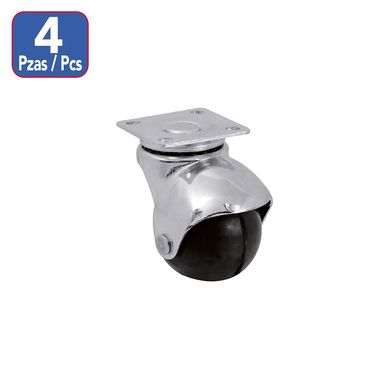 Pack de 4 ruedas para mueble de goma 40 mm 20 kg