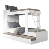 Cama triple con ropero 1 plaza 86 x 220 x 115 cm