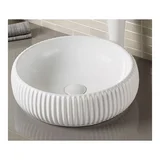 Bacha de apoyo circular Flow con válvula 42 x 12.5 cm blanca