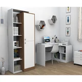 Biblioteca con 9 estantes y 2 puertas blanco y castaño