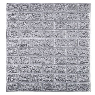 Placa adhesiva para pared 3D gris plata mate 70 x 77 cm
