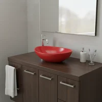 Bacha de apoyo oval 41 x 33 cm rojo mate