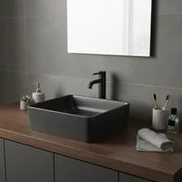 Bacha de apoyo cuadrada 37 x 37 cm negro mate