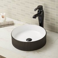 Bacha circular de apoyo Glam 42 cm blanco y negro brillante