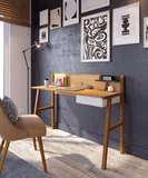 Escritorio simple Cádiz Classic de MDF con cajones natural y blanco