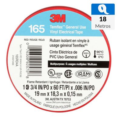Cinta aisladora 165 19 mm x 18 m roja
