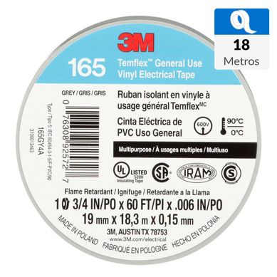 Cinta aisladora 165 19 mm x 18 m blanca