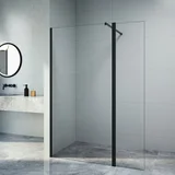 Mampara de baño al piso fija 190 x 120 cm con puerta negro