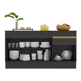 Bajo mesada Veneza 3 puertas 1 cajón 150 cm negro con tapa