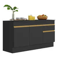 Bajo mesada Veneza 2 puertas 1 cajón negro 120 cm con tapa