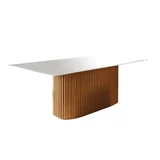 Mesa de comedor Cadiz ovalada de MDF blanca y natural