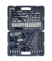 Set de 160 piezas de dados y llave criquet 1/2, 1/4 y 3/8