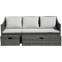 Juego de living exterior modular 4 piezas de ratán y acero