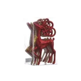 Pack de 4 adornos navideños renos rojo y dorado 14 cm