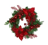 Corona navideña para puerta poin settia berry 35 cm