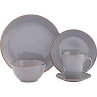 Juego de vajilla 30 piezas gris y dorado
