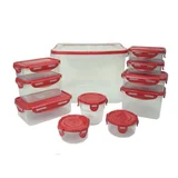Set de 11 tuppers transparente y rojo