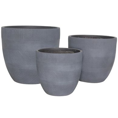 Set de 3 macetas Viena de arcilla gris