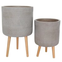 Set de 2 macetas de arcilla taupe con patas