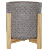 Maceta de arcilla taupe con base