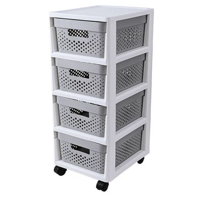 Cajonera organizadora de plstico 4 cajones gris y blanco